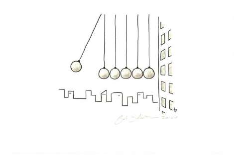 Bob Eckstein | Eckstein - "Newtons Cradle", New Yorker NO RESERVE! | Russ Cochran