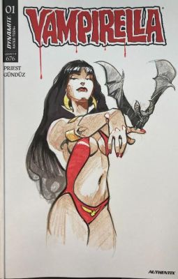 VAMPIRELLA (2025) #1 VARIANT COVER WITH ORIGINAL DRAWING BY OLIVIER VATINE N°1 (AVEC CHAUVE-SOURIS) | Pulp’s