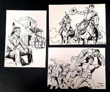 Francesco Gamba, Virgilio Muzzi | Tex Willer - Tex 3 disegni originali + volume | Catawiki