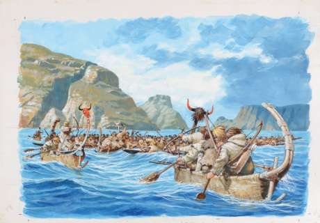 Joubert, Pierre | [marine]. Gouache pour la Vie privée des hommes au temps | Coutau Bégarie