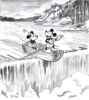 Tony Fernandez, Disney Artist | Mickey & Minnie - Love in Niagara Falls - Original Painting - 70 x 50 cm - Tony Fernandez Signed - Watercolor Art | Catawiki
