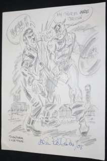 Allen Bellman - captain america punches adolf hitler and says ‘‘my creators are jewish! ‘‘ pencil drawing - 2008 signed