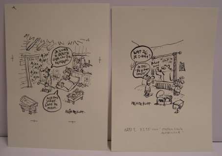 Kort, Hein de | Kort, Hein de - 2x Originele tekening - "De ijskap smelt" | Catawiki