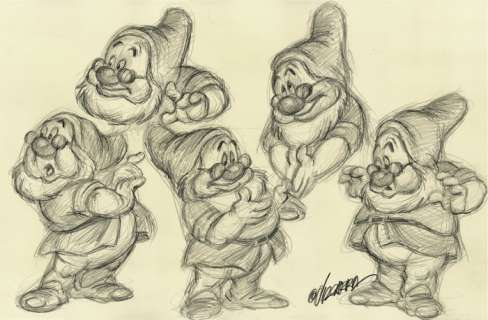 Joan Vizcarra | Doc Dwarf Study [Snow White] - Original Drawing - Joan Vizcarra - 50 x 32 cm - Pencil Art | Catawiki