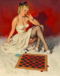  - Gil Elvgren (American, 1914-1980)
 Check and Double Check (Now Don‘t Get Me in a Corner), 1946
 Oil on canvas
 24 x 30 i...