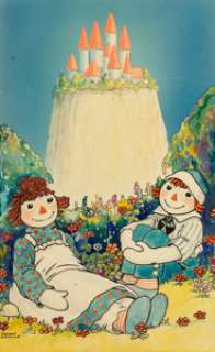  - Johnny Gruelle (American, 1880-1938)
 Raggedy Ann‘s Magical Wishes book cover, 1928
 Watercolor and ink on board
 16-1/2...