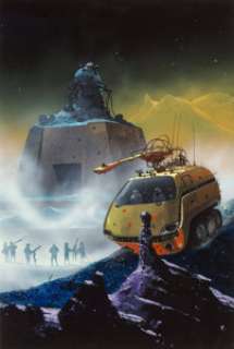  - Chris Foss (British, b. 1946)
 Total Eclipse paperback cover, 1975
 Acrylic on board
 13 x 8-3/4 in.
 Initialed lower ri...