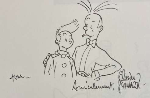 Schwartz & Yann | Spirou et Fantasio par Schwartz & Yann - La femme léopard - C - Tirage de tête dédicacé (2019) | Catawiki