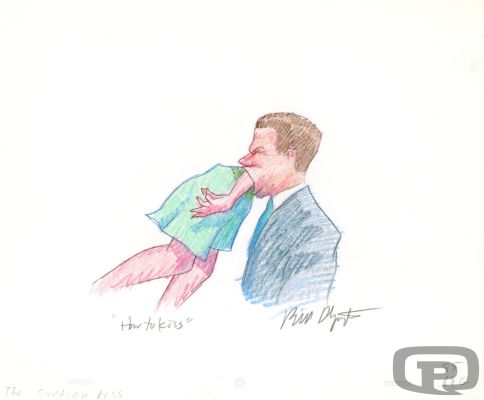 Billy Plympton | How to Kiss, The Suction Kiss - Original Artwork by Billy Plympton | Pulp’s Art