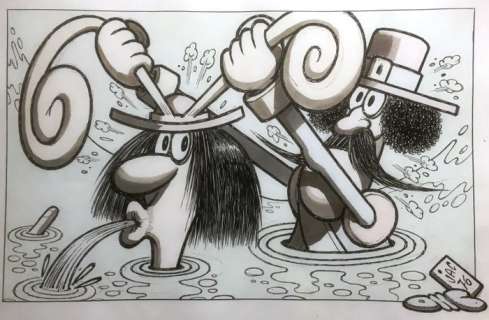 Benito Jacovitti | Jacovitti - Original Drawing - Salgarone (269) - Page volante - Exemplaire unique - (1976) | Catawiki