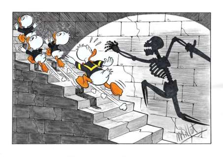 Millet | . Donald, Huey, Dewey & Louie Duck - Millet - Original Drawing - EO | Catawiki