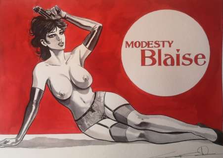Giuseppe Candita | G. Candita - " tributo a Modesty Blaise " cm 40x27 - Page volante - Exemplaire unique (2022) | Catawiki