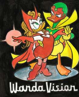 Tony Fernandez, Disney Artist | Donald & Daisy inspired by WandaVision - Original Painting - Signed by Tony Fernandez - Acrylic Art | Catawiki