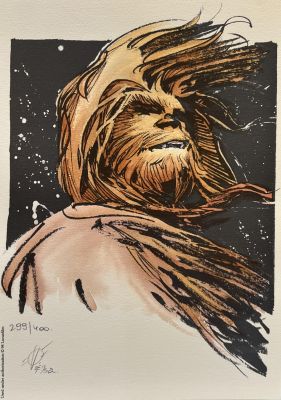 EX-LIBRIS CHEWBACCA (STAR WARS) - MISE EN COULEUR PAR ISABELLE RABAROT - SIGNÉ PAR OLIVIER VATINE - VISUEL N°1 | Pulp’s
