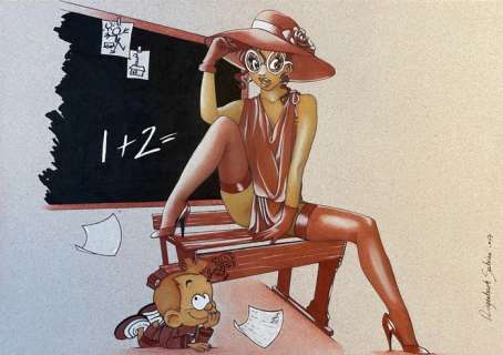 Sabrina Ringenbach | Sabrina Ringenbach - Illustrazione - Omaggio a Petit Spirou - Sabrina Ringenbach - Page volante (2017) | Catawiki