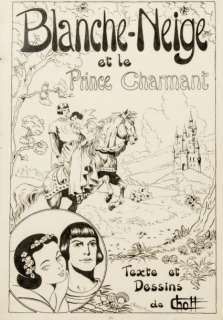 Chott (Pierre Mouchot Dit) - CHOTT Â«Blanche Neige et le Prince CharmantÂ» Encre de Chine noire&helli