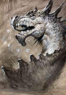 Paolo Barbieri | Paolo Barbieri Illustrazione originale - "Drago" - Acrilico su cartonlegno - 50x70cm - (2017) | Catawiki