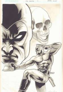 Fabiano Neves - the last phantom #10 cover - the phantom shooting guns with big skull - ink wash - 2011 signed