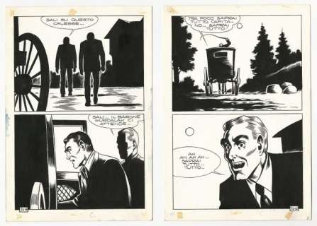 Magnus (Roberto Raviola) | Satanik #50 - Magnus - 2x tavole originali "La Stirpe dei Vampiri" - Page volante - Exemplaire unique - (1966) | Catawiki