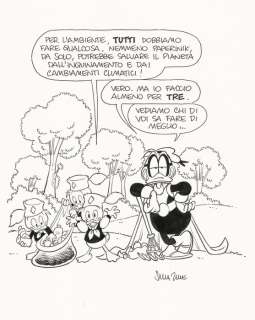 Silvia Ziche | Topolino # 3204 - Silvia Ziche - illustrazione originale "Che aria tira a... Paperopoli" - Exemplaire unique - (2017) | Catawiki