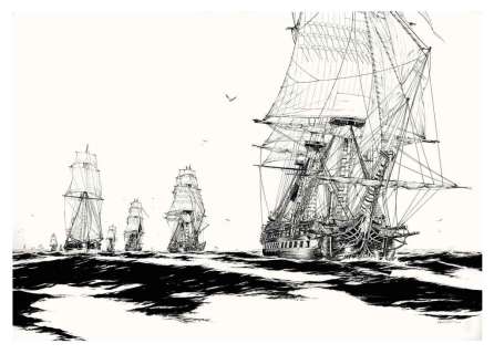 Franck Bonnet - 1806, convoi au départ de La Rochelle, 2014. Signé