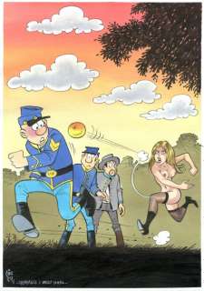 Gã¼Rsel, Gã¼Rçan | GÃ¼rsel, GÃ¼rçan - Originele tekening in kleur - Tribute to Lambil - De Blauwbloezen - (2022) | Catawiki