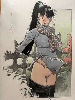 Michetz, Marc | Michetz, Marc - Dessin original couleur - Kogaratsu - La Fille nue au foulard - (2022) | Catawiki