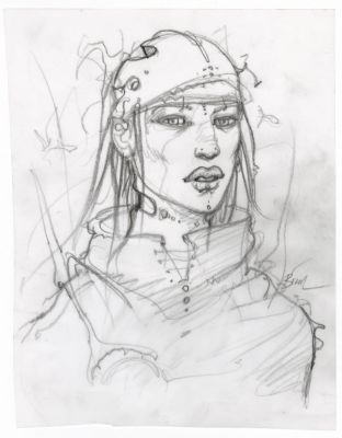 Enki Bilal | GRAPHITE IN PROGRESS 3 – Dessin original 106 | Galerie Barbier