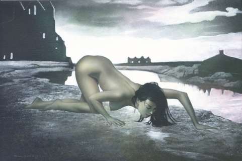 John Bolton | Whitby Vamp - Acrylic on card Art measures 58 x 30cm | John Bolton