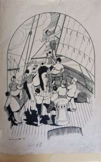 Carlo Biscaretti Di Ruffia | Carlo Biscaretti di Ruffia Illustrazione originale "Il Romanzo di un Negriero" - (1945) | Catawiki