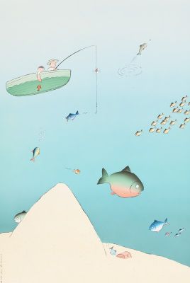 Guy Billout | Fishing - Scholastic Poster, 1992 | Philippe Labaune Gallery