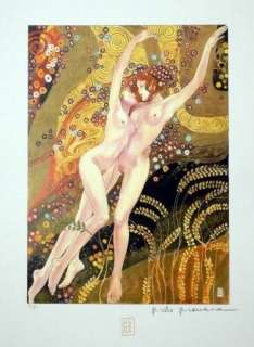 Milo Manara | Milo Manara - Litografia Firmata a mano "Bisce d’acqua" - Omaggio Gustav Klimt - Page volante - Exemplaire unique | Catawiki
