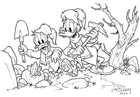 Sergio Cabella | Topolino - Uncle Scrooge and Donald in Klondike - Signed Original Inked Unpublished Painting by Sergio Cabella - (2022) | Catawiki