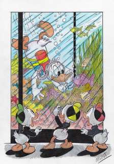 Millet | Duck Family - How photogenic! - Signed Original Colour Drawing by Millet | Catawiki