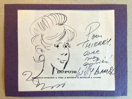 Willy Lambil | Les Tuniques Bleues - Dessin original encadré - Amélie Appeltown - Dédicace Willy Lambil | Catawiki