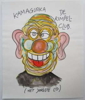 Kamagurka | Kamagurka - Originele tekening in kleur - Alternatieve cover - De rimpelclub - (1982) | Catawiki