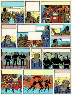 Jacobs (Studios) | Blake et Mortimer, bleu de coloriage à la gouache accompagné de son film noir de la planche n°56 de l’épisode “L’Enigme de l’Atlantide” publié aux Editions Blake et Mortimer en 1988. | Septimus