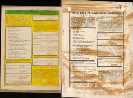 THE CRYPT KEEPERS CORNER, Text Story, 2 Pcs. (1953) | Russ Cochran