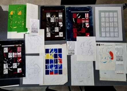 Pourbaix / Divers Auteurs | Pourbaix / divers auteurs - 11x Esquisses et films - 20 Couvertures pour Spirou et Fantasio - (1987) | Catawiki