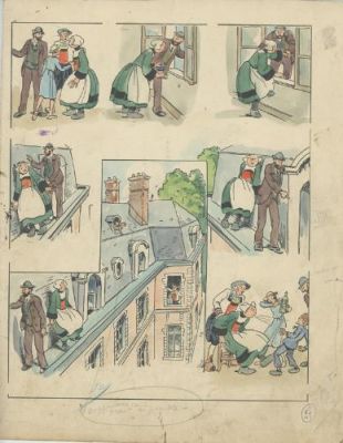 Joseph Porphyre Pinchon | Illustration Bécassine, "Le château de Madame Grand Air" | Galerie 9ème Art