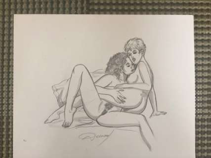 Renaud | Renaud - Dessin original - Jessica Blandy - Scène lesbienne | Catawiki