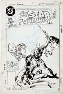 Mike Harris and Tony DeZuniga All-Star Squadron #49 Cover Original Art (DC, 1985).  This riveting cover has -