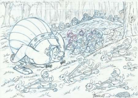 Bernat, Serrat | Bernat, Serrat - Original drawing - Tribute to Uderzo and Peyo | Catawiki