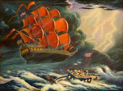 Carl Barks Donald Duck Flying Dutchman Painting Original Art (1972). The Flying Dutchman #1 (#23-72) marked the -