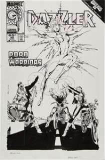 Jackson Guice Dazzler #40 Cover Original Art (Marvel, 1985). Dazz encounters some meta-powered bikers on a lonely -