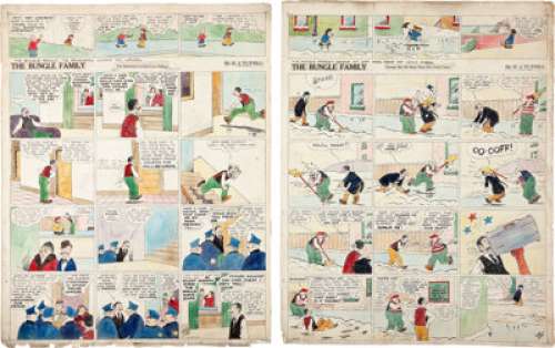 Harry Tuthill The Bungle Family Hand Colored Sunday Comic Strip Original Art Group (McNaught Syndicate, -