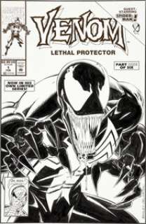 Mark Bagley and Sam de la Rosa Venom #1 Cover Original Art (Marvel, 1992). The brain-munching symbiote, Venom -