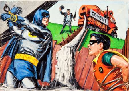 Norman Saunders Concrete Conquest "Blue Bat" Batman Trading Card #29 Illustration Original Art -
