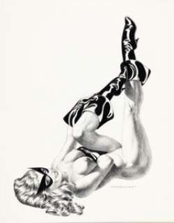 Jim Steranko Black Cat Pin-Up Pencil Illustration for the 1973 Supergirls Calendar Original Art (Supergraphics, c. -