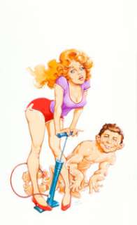 Jack Rickard Pumping Mad Cover Original Art (Warner Books, 1981). This curvaceous cover illustration comes courtesy of -